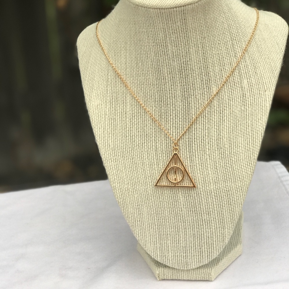 Gold Harry Potter Deathly Hallows Necklace